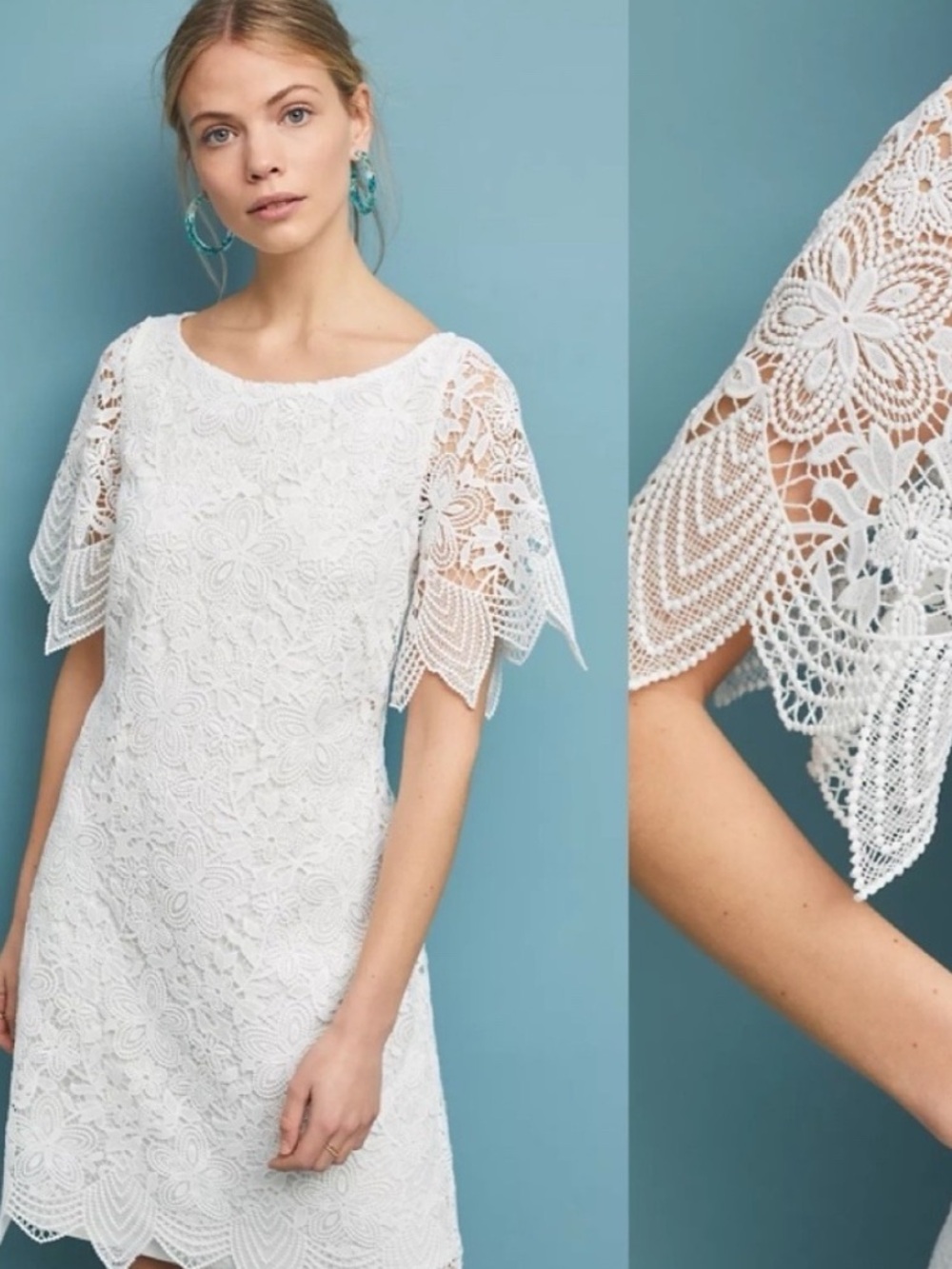 Anthropologie Charleston White Lace MiDi Dress size 6